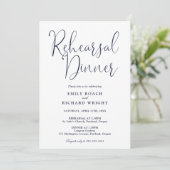 Elegant Modern Script Marine Blue Repetitie Diner Kaart (Staand voorkant)