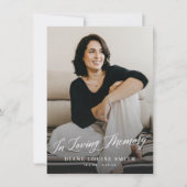Elegant Modern Script Memorial fotokaart + uitnodi Kaart (Voorkant)