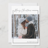 Elegant Modern Script Merry Kerstfoto Feestdagenkaart (Voorkant)