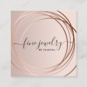 Elegant modern script met minimaal roos goudjuwele vierkante visitekaartje (Voorkant)