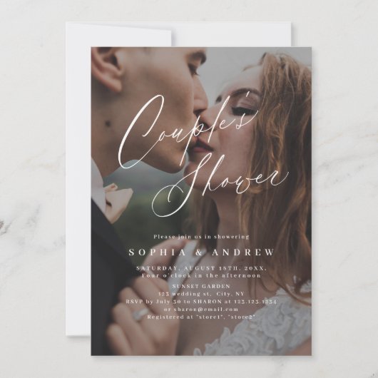 Elegant modern script met minimale foto-partners d kaart (Voorkant)