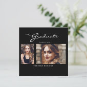 Elegant modern script minimaal | 2 Foto-Afstuderen Aankondiging (Staand voorkant)
