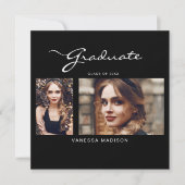 Elegant modern script minimaal | 2 Foto-Afstuderen Aankondiging (Voorkant)