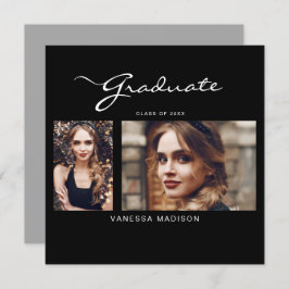 Elegant modern script minimaal | 2 Foto-Afstuderen Aankondiging