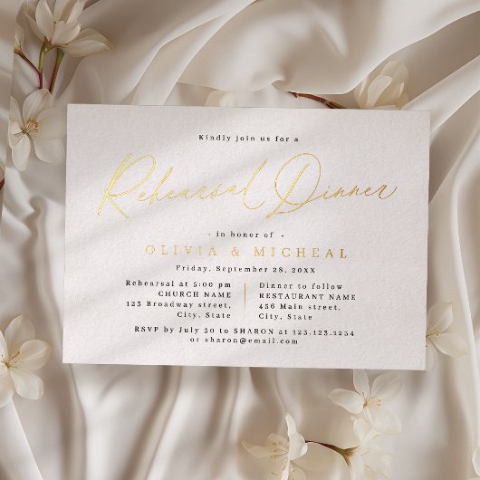 Elegant modern script minimalist proefhuwelijksdin folie uitnodiging
