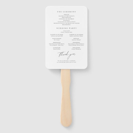 Elegant modern script minimalistisch bruiloft prog handwaaier (Achterkant)