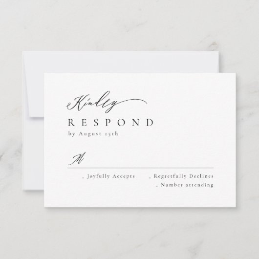 Elegant modern script minimalistisch bruiloft RSVP (Voorkant)