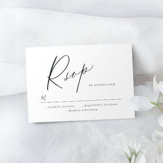 Elegant modern script minimalistisch bruiloft RSVP