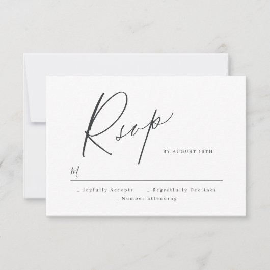 Elegant modern script minimalistisch bruiloft RSVP Kaartje (Voorkant)