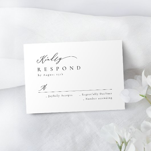 Elegant modern script minimalistisch bruiloft RSVP Kaartje