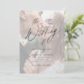 Elegant modern script minimalistisch fotohuwelijk kaart (Staand voorkant)