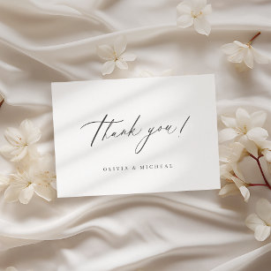 Elegant modern script minimalistisch huwelijk bedankkaart