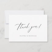 Elegant modern script minimalistisch huwelijk bedankkaart (Voorkant)