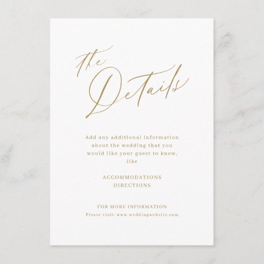 Elegant modern script minimalistisch huwelijk deta informatiekaartje (Voorkant)