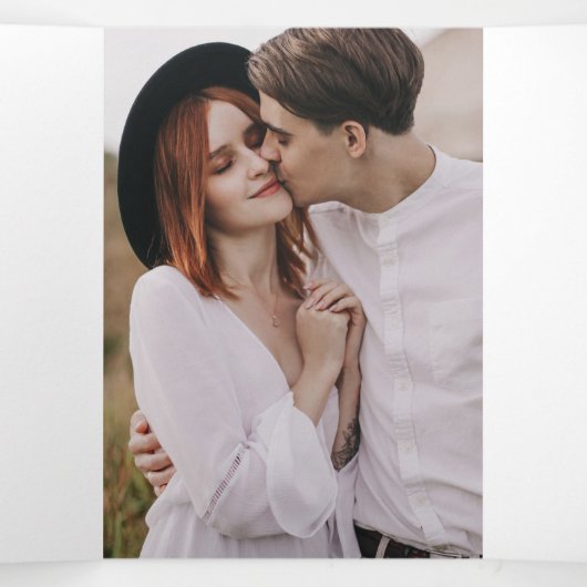 Elegant modern script minimalistisch huwelijk drieluik programma (Binnenkant midden)