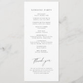 Elegant modern script minimalistisch huwelijk programmakaart (Achterkant)