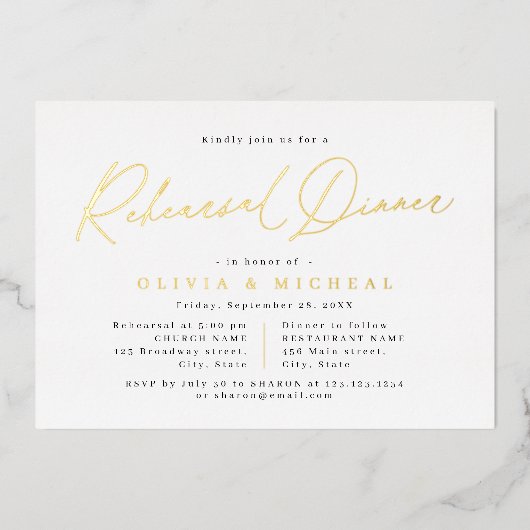 Elegant modern script minimalistisch repetitief di folie uitnodiging (Voorkant)