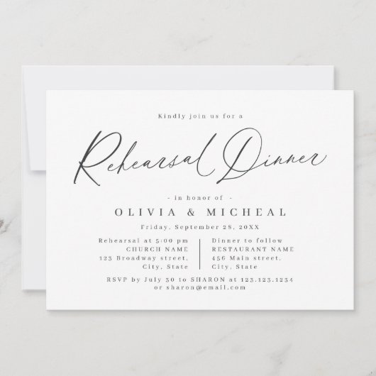 Elegant modern script minimalistisch repetitief di kaart (Voorkant)