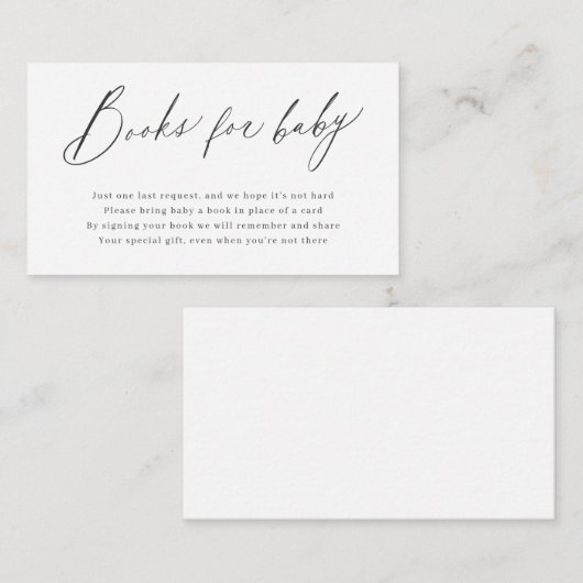 Elegant modern script minimalistische boeken aanvr informatiekaartje (Voorkant / Achterkant)