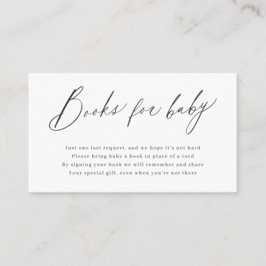 Elegant modern script minimalistische boeken aanvr informatiekaartje (Voorkant)