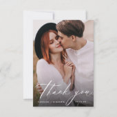 Elegant modern script minimalistische bruiloft dan bedankkaart (Voorkant)