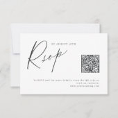 Elegant modern script minimalistische bruiloft QR RSVP Kaartje (Voorkant)