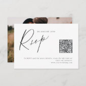 Elegant modern script minimalistische bruiloft QR RSVP Kaartje (Voorkant / Achterkant)