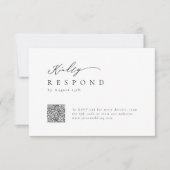 Elegant modern script minimalistische bruiloft QR RSVP Kaartje (Voorkant)