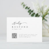 Elegant modern script minimalistische bruiloft QR RSVP Kaartje (Staand voorkant)