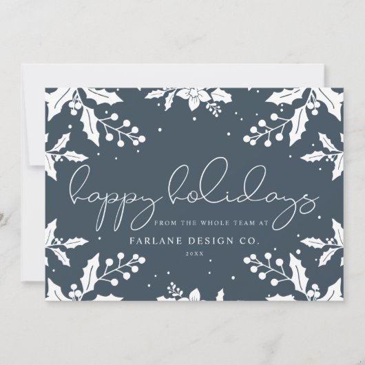 Elegant modern Script Mistletoe Photo Logo Happy Feestdagenkaart (Voorkant)