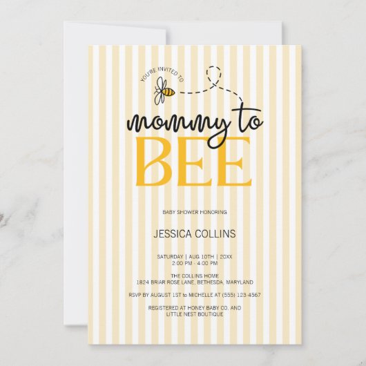 Elegant Modern Script Mommy to Bee Baby shower Kaart (Voorkant)