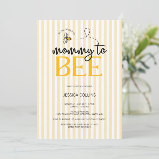 Elegant Modern Script Mommy to Bee Baby shower Kaart (Staand voorkant)