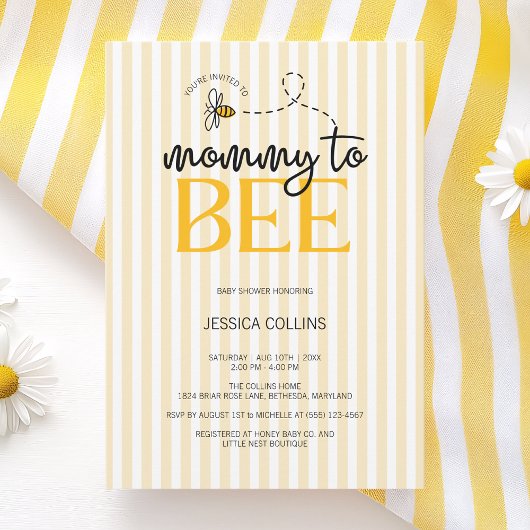 Elegant Modern Script Mommy to Bee Baby shower Kaart