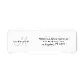 Elegant modern Script Monogram Blush Pink Adres Etiket (Voorkant)
