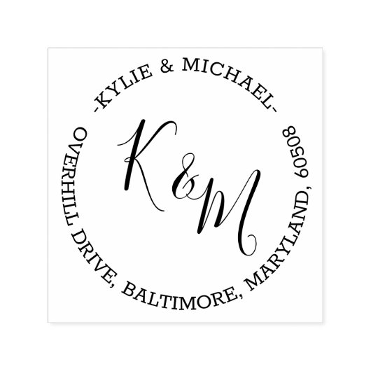 Elegant Modern Script Monogram Familie Zelfinktende Stempel (Design)