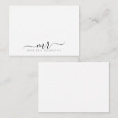Elegant Modern Script Monogram Initialen Notitiekaartje (Voorkant / Achterkant)