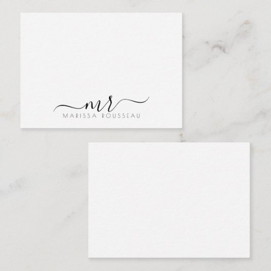 Elegant Modern Script Monogram Initialen Notitiekaartje (Voorkant / Achterkant)