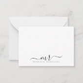 Elegant Modern Script Monogram Initialen Notitiekaartje (Voorkant)