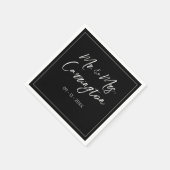 Elegant Modern Script Mr Mrs Black Wedding Servet (Hoek)