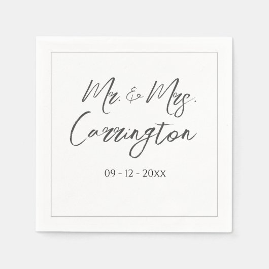 Elegant Modern Script Mrs Wedding Servet (Voorkant)