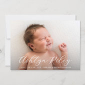 Elegant modern script naam twee foto geboorte aankondiging (Voorkant)