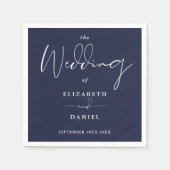 Elegant Modern Script Navy Blue Wedding Servet (Voorkant)
