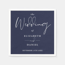 Elegant Modern Script Navy Blue Wedding