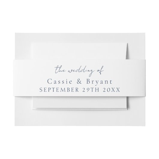 Elegant Modern Script Navy Blue Wedding Uitnodigingen Wikkel (Voorkant Voorbeeld)