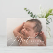 Elegant modern script ontmoet twee foto geboorte aankondiging (Staand voorkant)