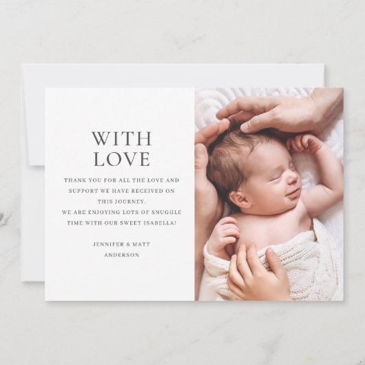 Elegant modern script ontmoet twee foto geboorte aankondiging (Achterkant)