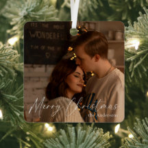 Elegant Modern Script Paar Foto Vrolijk Kerstfeest