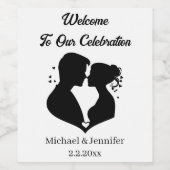 Elegant modern script paar welkom bruiloft chique wijn etiket (Enkel label)