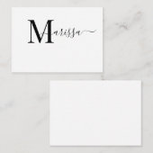 Elegant Modern Script Paars Monogram Naam Notitiekaartje (Voorkant / Achterkant)