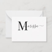 Elegant Modern Script Paars Monogram Naam Notitiekaartje (Voorkant)